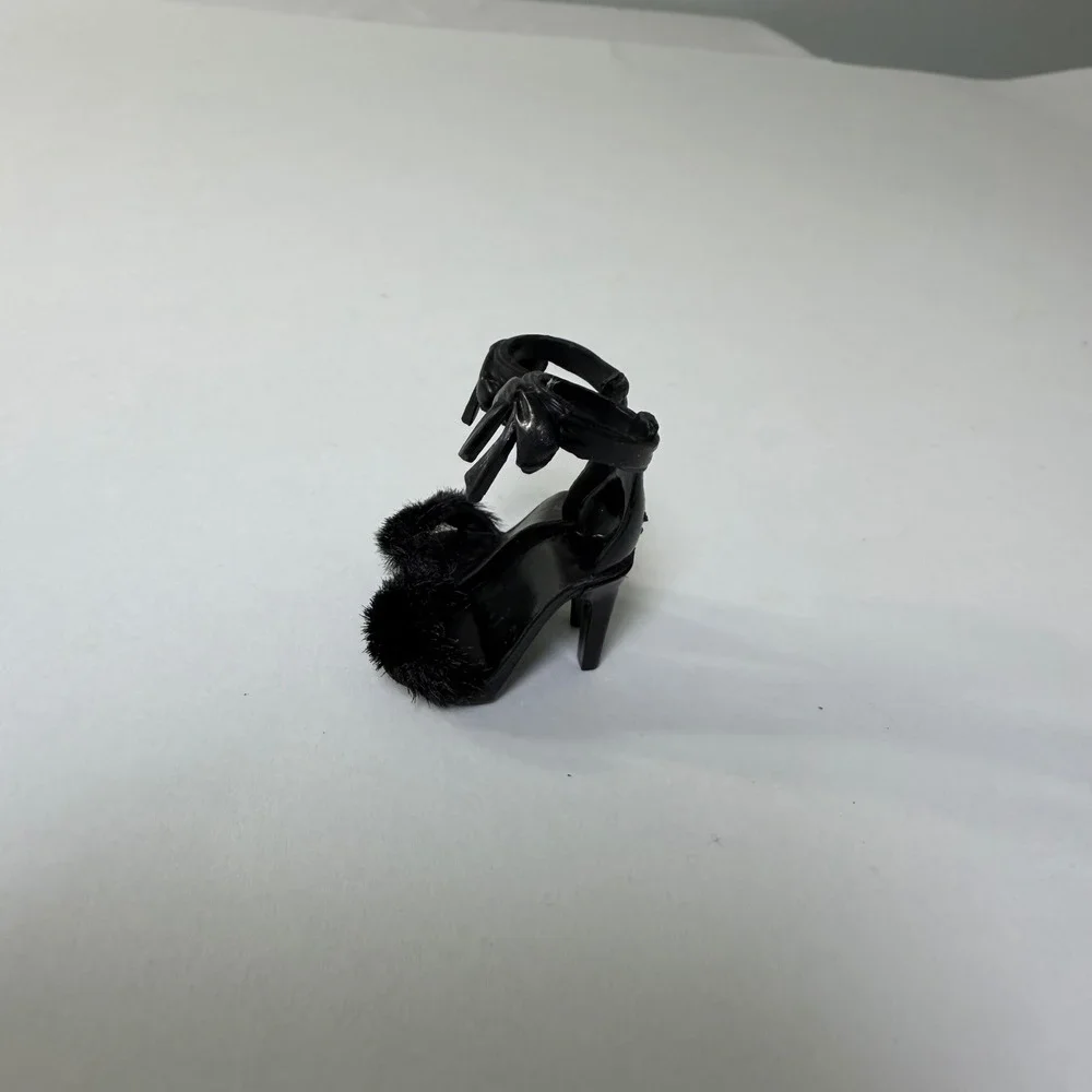 MGA Shadow High Shanelle Onyx Black Faux Fur‎ Pom Pom High Heel Doll Shoes
